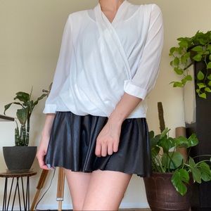 Draped Sheer White Blouse